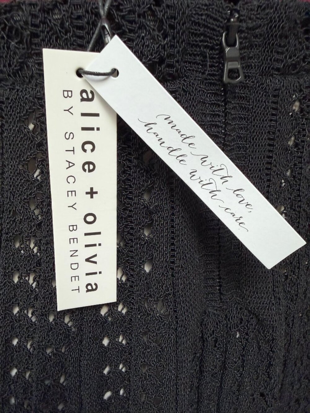 NWT Alice + Olivia "Florrie" Black Crochet Mini Skirt and Top Set - Size XS - Picture 6 of 16